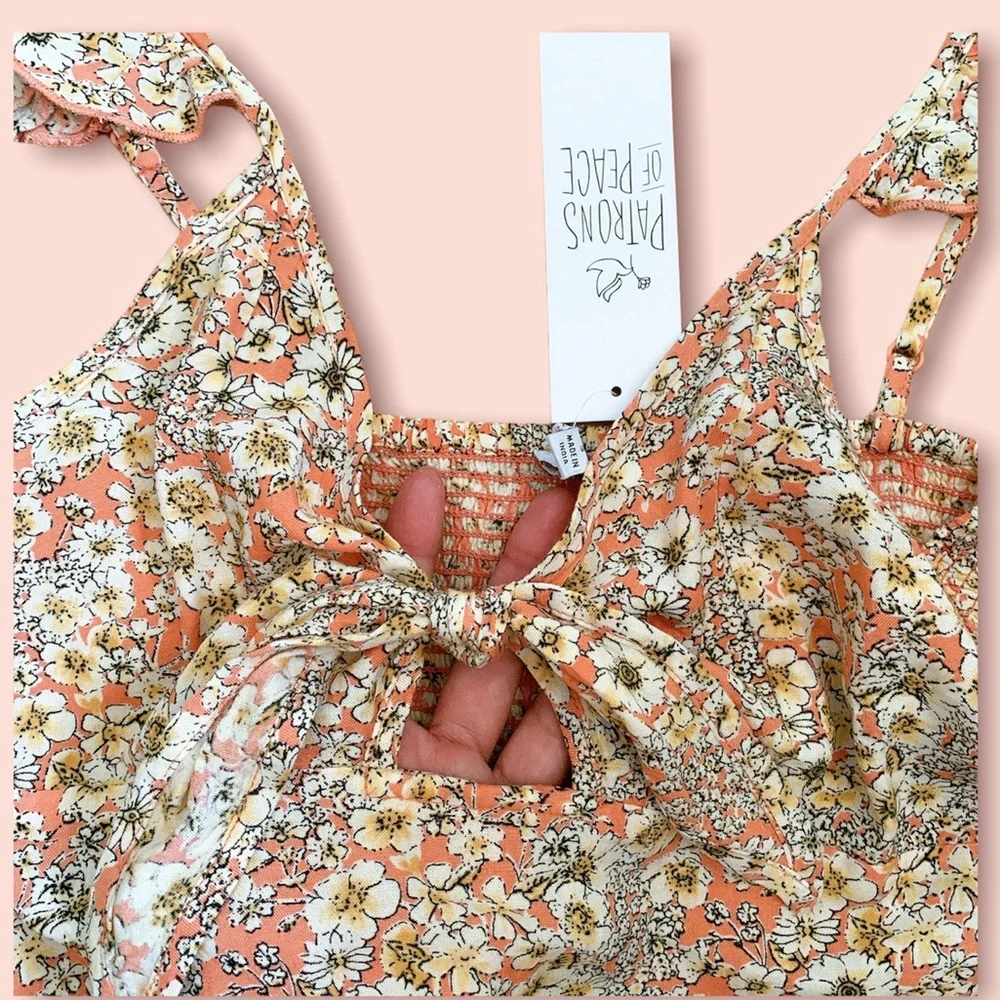 NWT Patrons of Peace boho coral top Small / S NEW with tag - Picture 2 of 3